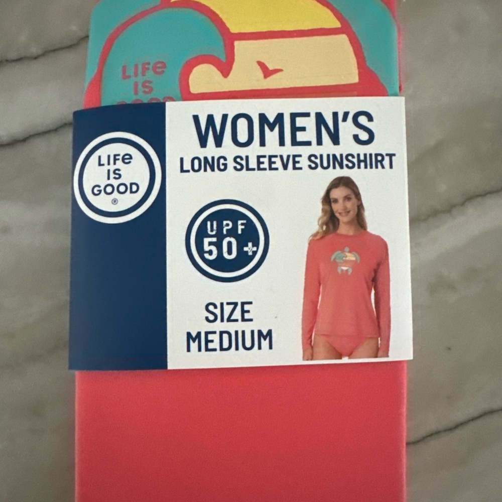 Life Is Good Women's Bright Coral Long Sleeve Sunshirt